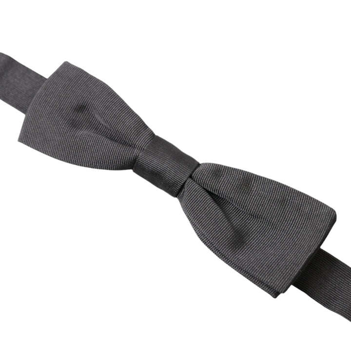 Dolce & Gabbana Dark Gray Silk Adjustable Neck Men Papillon Bow Tie