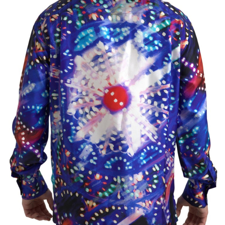 Dolce & Gabbana Multicolor Silk Psychedelic Print Men Pajama Shirt