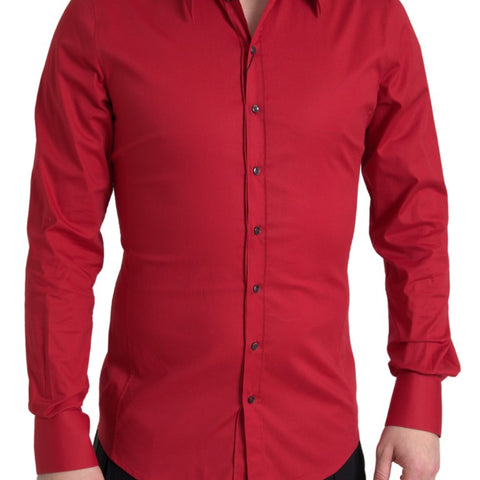 Dolce & Gabbana Red Collared Long Sleeve SICILIA Shirt