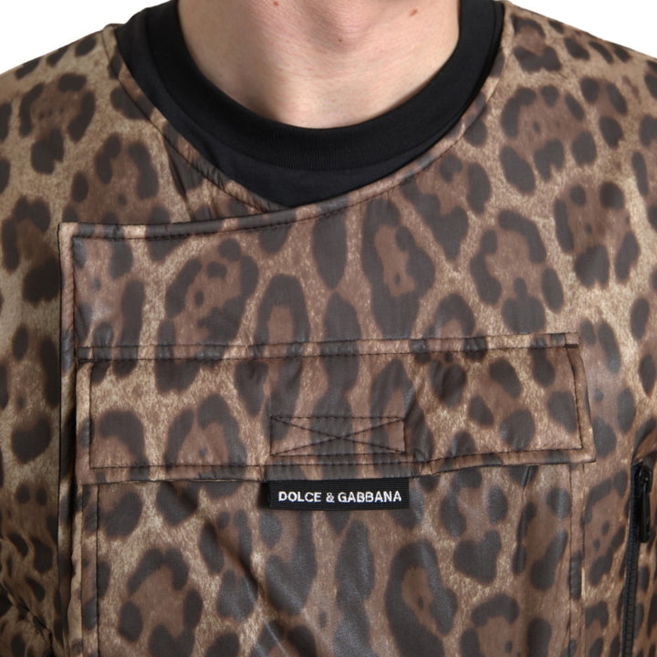 Dolce & Gabbana Brown Leopard Silk Sleeveless Sportswear