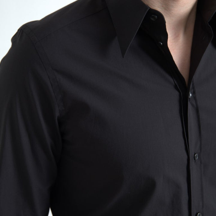 Dolce & Gabbana Black Cotton Men Long Sleeves MARTINI Shirt