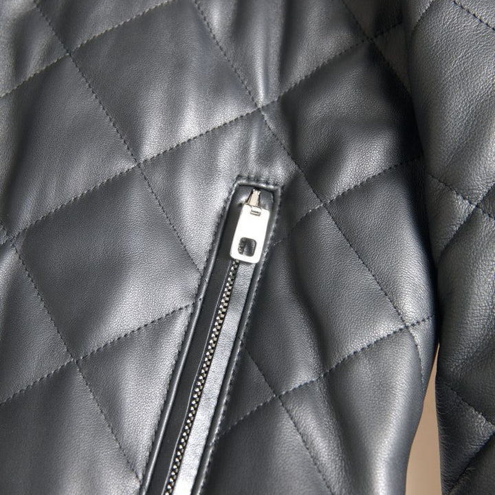 Dolce & Gabbana Black Leather Full Zip Quilted Jacket