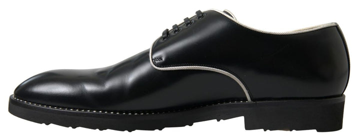 Dolce & Gabbana Black White Leather Formal Shoes