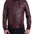 Dolce & Gabbana Bordeaux Leather Hooded Full Zip Men Jacket