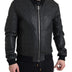 Dolce & Gabbana Black Leather Full Zip Bomber Coat Jacket