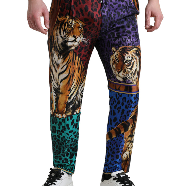 Dolce & Gabbana Multicolor Tiger Cotton Loose Denim Jeans