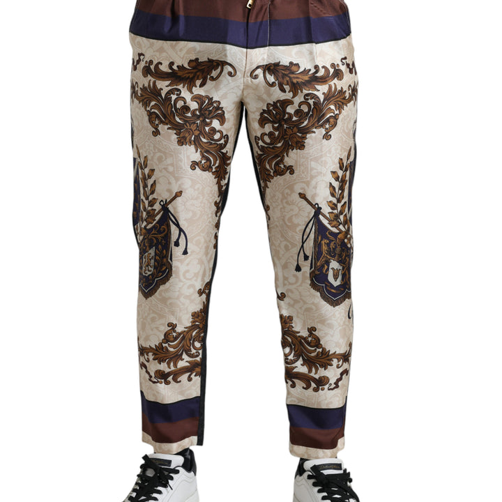 Dolce & Gabbana Multicolor Heraldic Skinny Men Pants