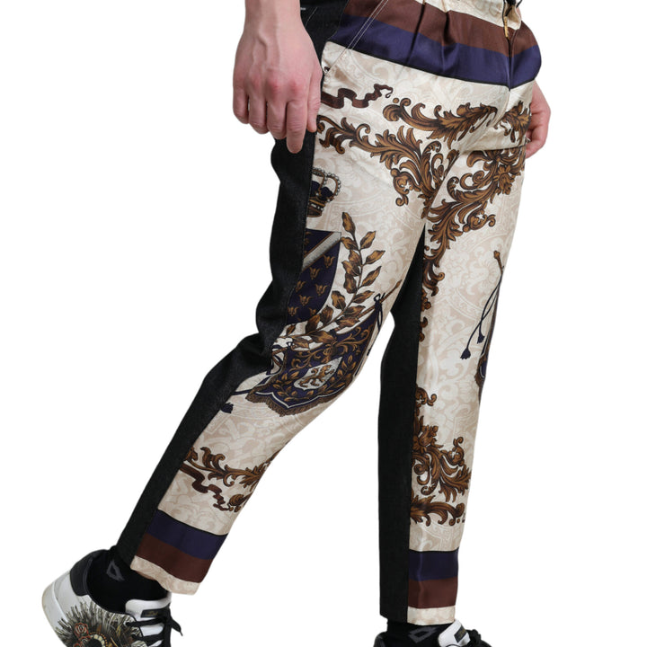 Dolce & Gabbana Multicolor Heraldic Skinny Men Pants