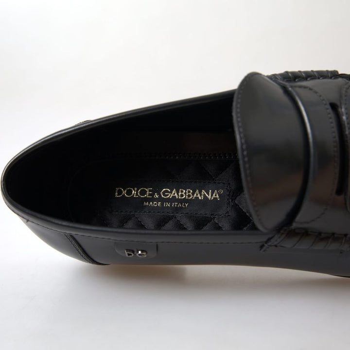 Dolce & Gabbana Black Leather Loafers Formal Shoes