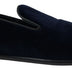 Dolce & Gabbana Blue Velvet Loafers Formal Shoes