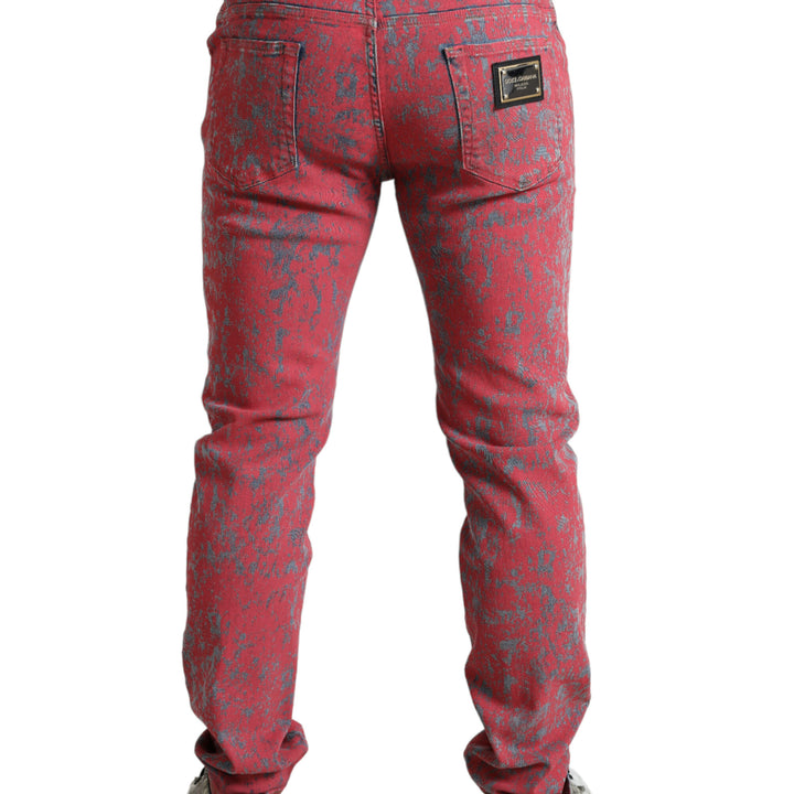 Dolce & Gabbana Red Cotton Dye Slim Fit Men Denim Jeans
