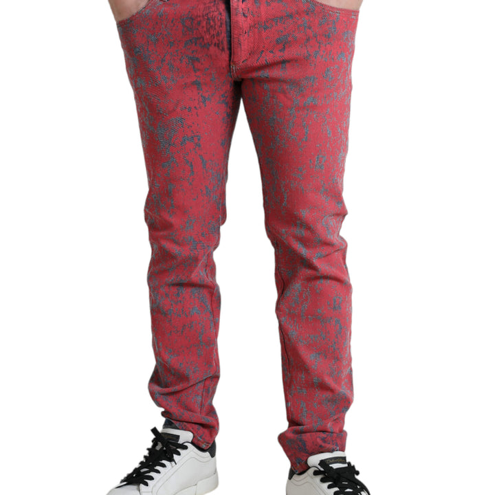 Dolce & Gabbana Red Cotton Dye Slim Fit Men Denim Jeans