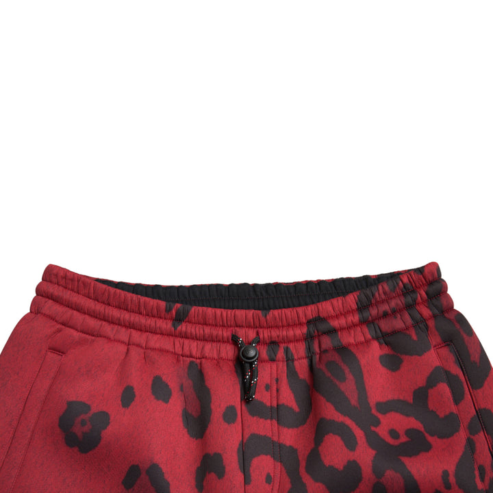 Dolce & Gabbana Red Black Leopard Stretch Jogger Pants