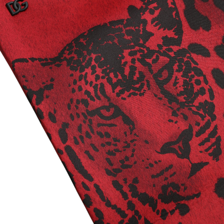 Dolce & Gabbana Red Black Leopard Stretch Jogger Pants