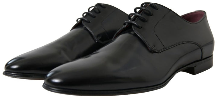 Dolce & Gabbana Black Leather Gold Formal Shoes