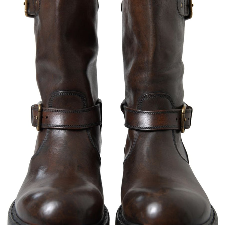 Dolce & Gabbana Brown Leather Midcalf Mens Boots