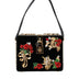 Dolce & Gabbana Black Floral Padlock Leather Crystal Velvet Clutch BOX Bag