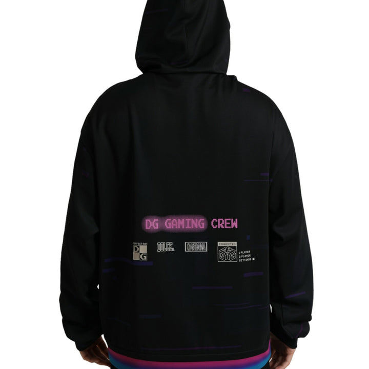 Dolce & Gabbana Black Logo Print Hooded Sweatshirt Sweater