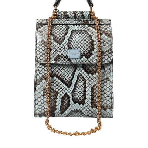 Dolce & Gabbana Blue Exotic Leather Logo Phone Crossbody Purse Bag