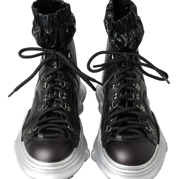 Dolce & Gabbana Black Nylon Galileo High Top Sneakers Shoes