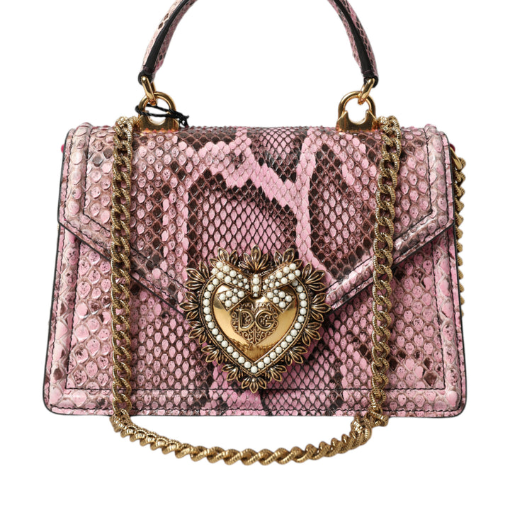 Dolce & Gabbana Pink Exotic Leather DEVOTION HEART Top Handle Shoulder Bag
