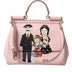 Dolce & Gabbana Pink Leather SICILY DG Family Motive Tote Shoulder Bag