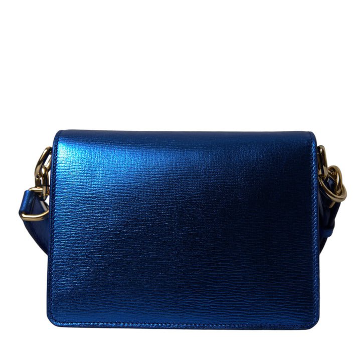 Dolce & Gabbana Blue Leather Bella Foiled Logo Shoulder Purse Bag