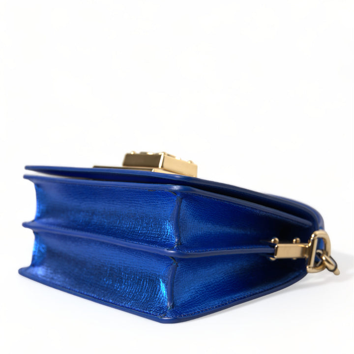 Dolce & Gabbana Blue Leather Bella Foiled Logo Shoulder Purse Bag