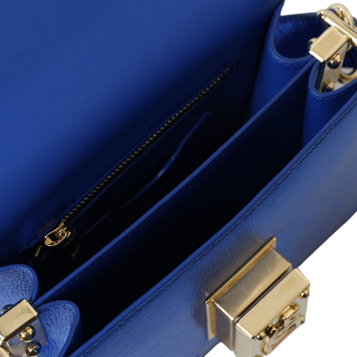 Dolce & Gabbana Blue Leather Bella Foiled Logo Shoulder Purse Bag