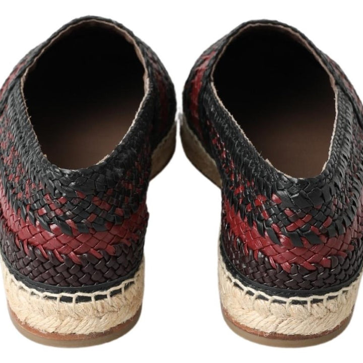 Dolce & Gabbana Black Bordeaux Buffalo Leather Espadrille Shoes