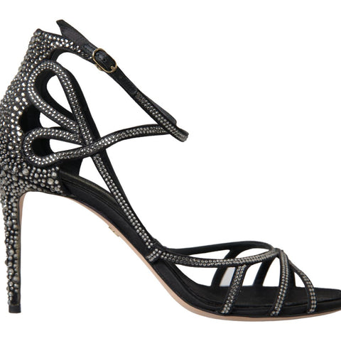 Dolce & Gabbana Rhinestone Stiletto Sandal Satin Shoes