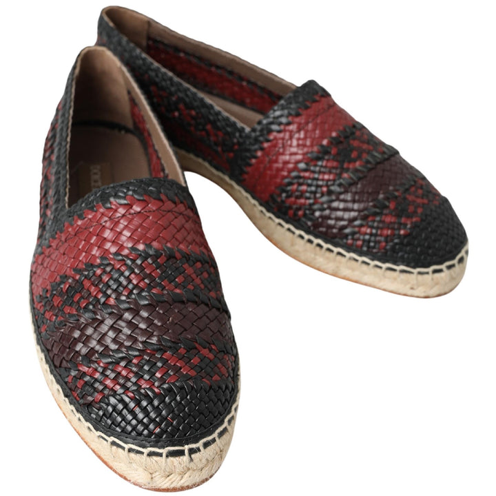 Dolce & Gabbana Black Bordeaux Buffalo Leather Espadrille Shoes