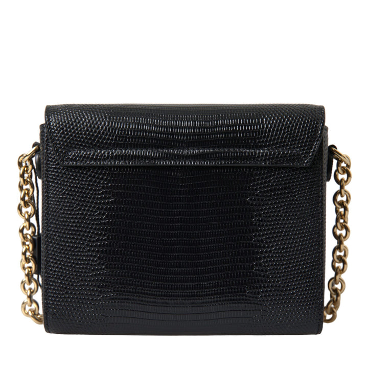 Dolce & Gabbana Black Leather DG Crystals Shoulder Crossbody Bag