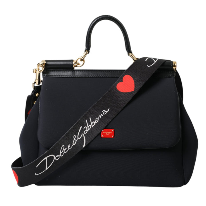 Dolce & Gabbana Black Neoprene Hand Shoulder Satchel Bag