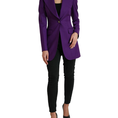 Dolce & Gabbana Purple Wool SingleBreasted Fitted Coat Jacket