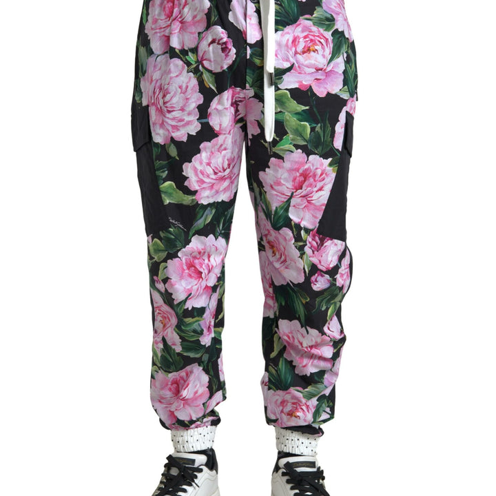 Dolce & Gabbana Multicolor Peony Joggers Cotton Men Pants