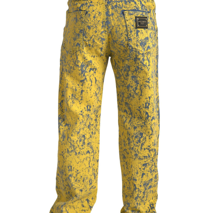 Dolce & Gabbana Yellow Cotton Tie Dye Straight Denim Jeans