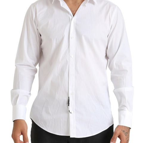 Dolce & Gabbana White MARTINI Cotton Blend Dress Formal Shirt