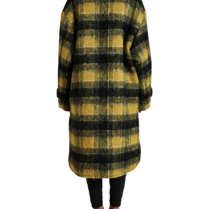 Dolce & Gabbana Yellow Plaid Long Sleeve Casual Coat Jacket