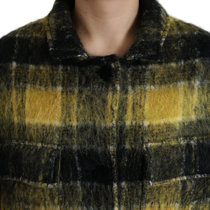 Dolce & Gabbana Yellow Plaid Long Sleeve Casual Coat Jacket