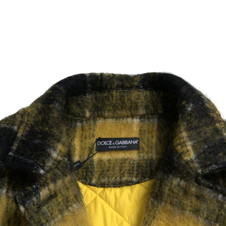 Dolce & Gabbana Yellow Plaid Long Sleeve Casual Coat Jacket