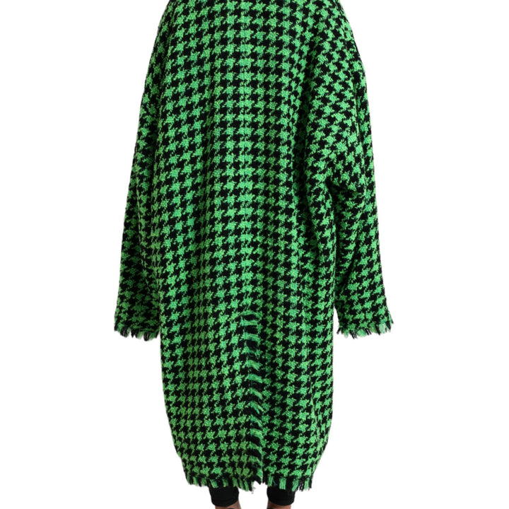 Dolce & Gabbana Green Houndstooth Full Sleeve Long Coat Jacket