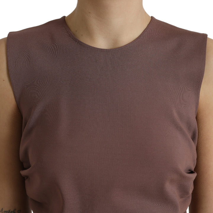 Dolce & Gabbana Brown Viscose Sheath Sleeveless Bodycon Midi Dress