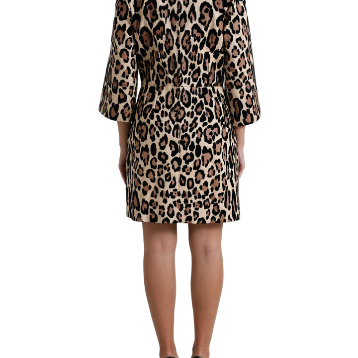 Dolce & Gabbana Brown Leopard Print Nylon Aline Mini Dress