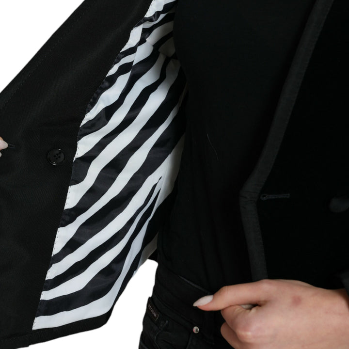 Dolce & Gabbana Black Velvet Cotton Double Breasted Jacket