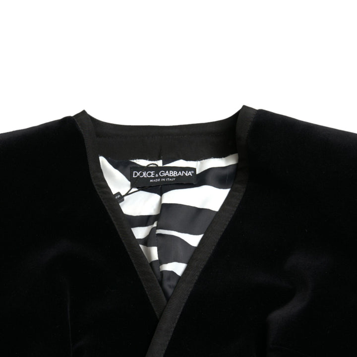 Dolce & Gabbana Black Velvet Cotton Double Breasted Jacket