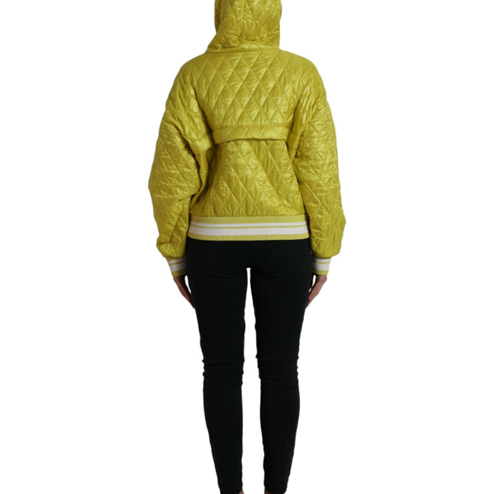 Dolce & Gabbana Yellow Nylon Quilted Hooded Pullover Jacket