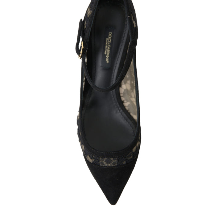 Dolce & Gabbana Black Viscose Taormina Lace Pumps Shoes