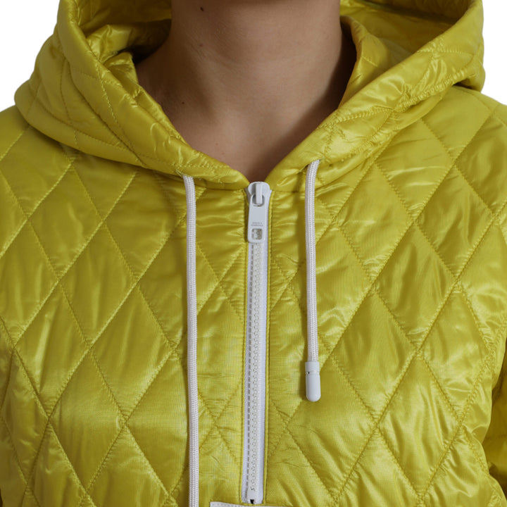 Dolce & Gabbana Yellow Nylon Quilted Hooded Pullover Jacket