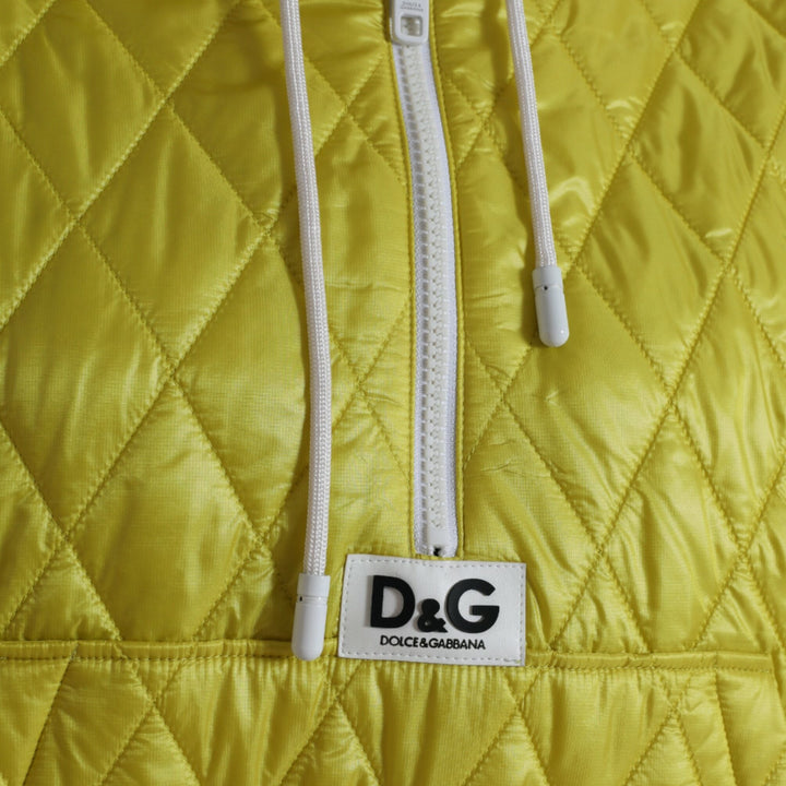Dolce & Gabbana Yellow Nylon Quilted Hooded Pullover Jacket